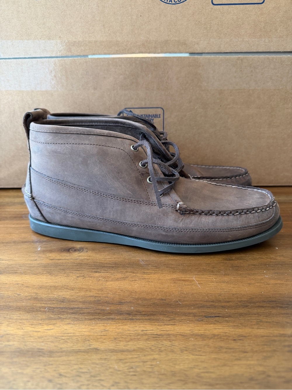 L.L. Bean Men's Brown Leather Moc Toe Chukka Boots